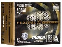 Federal PD40P1 Premium Punch  40 S&W 165 gr Jacketed Hollow Point (JHP) 20 Bx/ 10 Cs